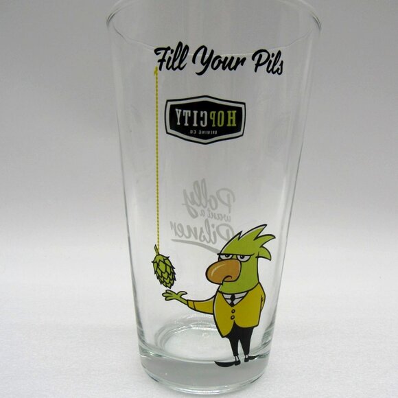 HOP CITY Brewing Co Beer Pint Glass Polly Bird and Hopbot IPA - Picture 3 of 12